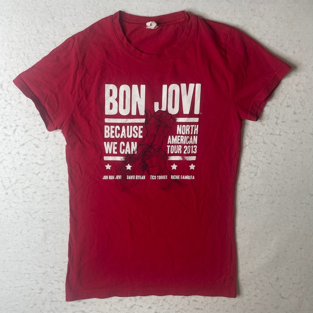 Bon Jovi Because We Can North American Tour 2013 Red T Shirt‎ L